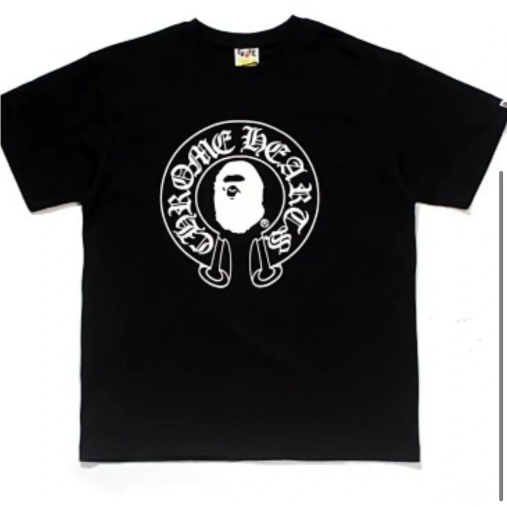 Bape Black Tee with White Graphic Ape Logo - Picture 1 of 1